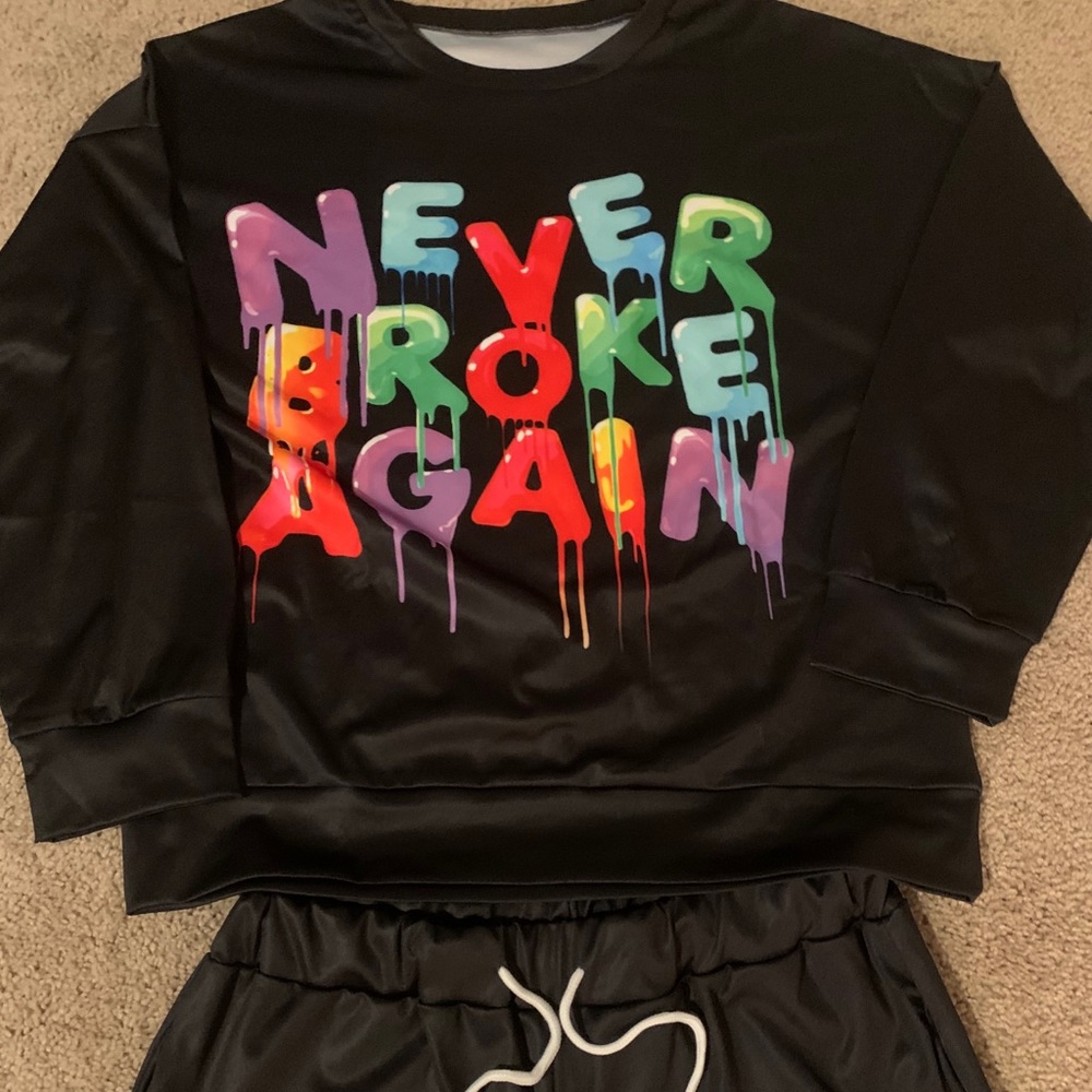 Black Two pc “Never Broke Again” NBA Lounge/PJ